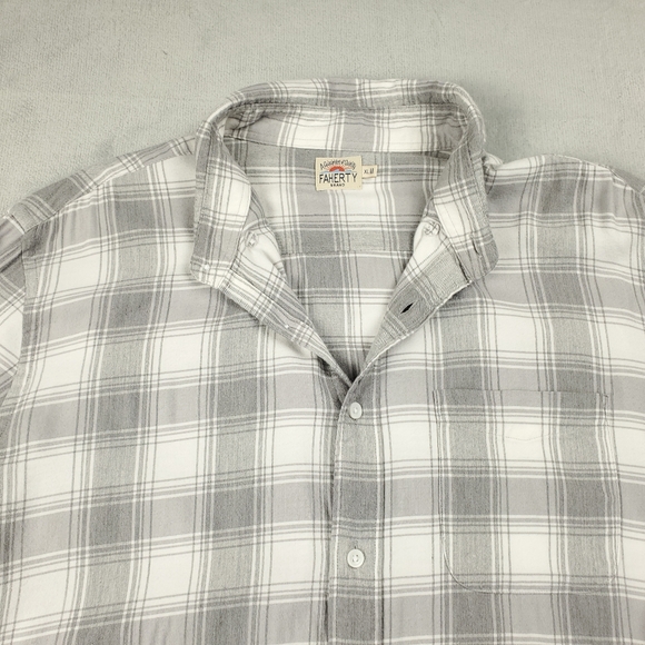 Faherty Flannel Shirt Mens XL Button Down Plaid Gray Lightweight Soft Supima - Picture 5 of 11